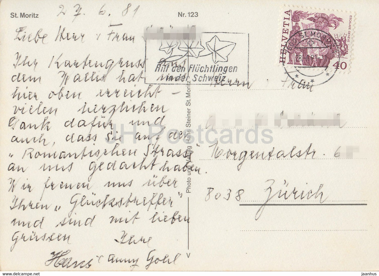 Gruss aus St Moritz - Engadiner Museum - Segantini Museum - téléphérique - multiview - 123 - 1981 - Suisse - d'occasion