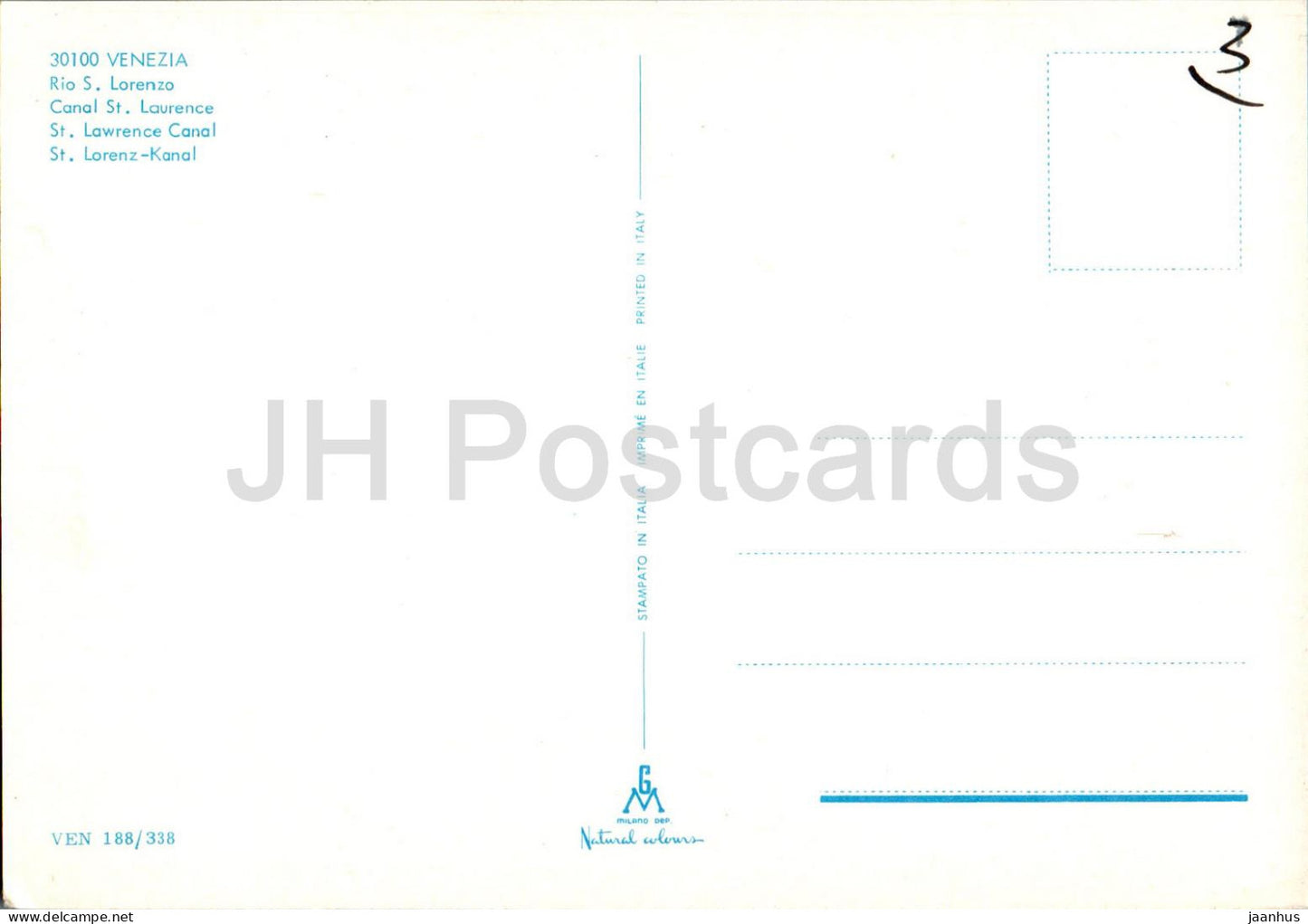 Venezia - Venise - Rio S Lorenzo - Canal Saint-Laurent - gondole - bateau - 188/338 - Italie - d'occasion