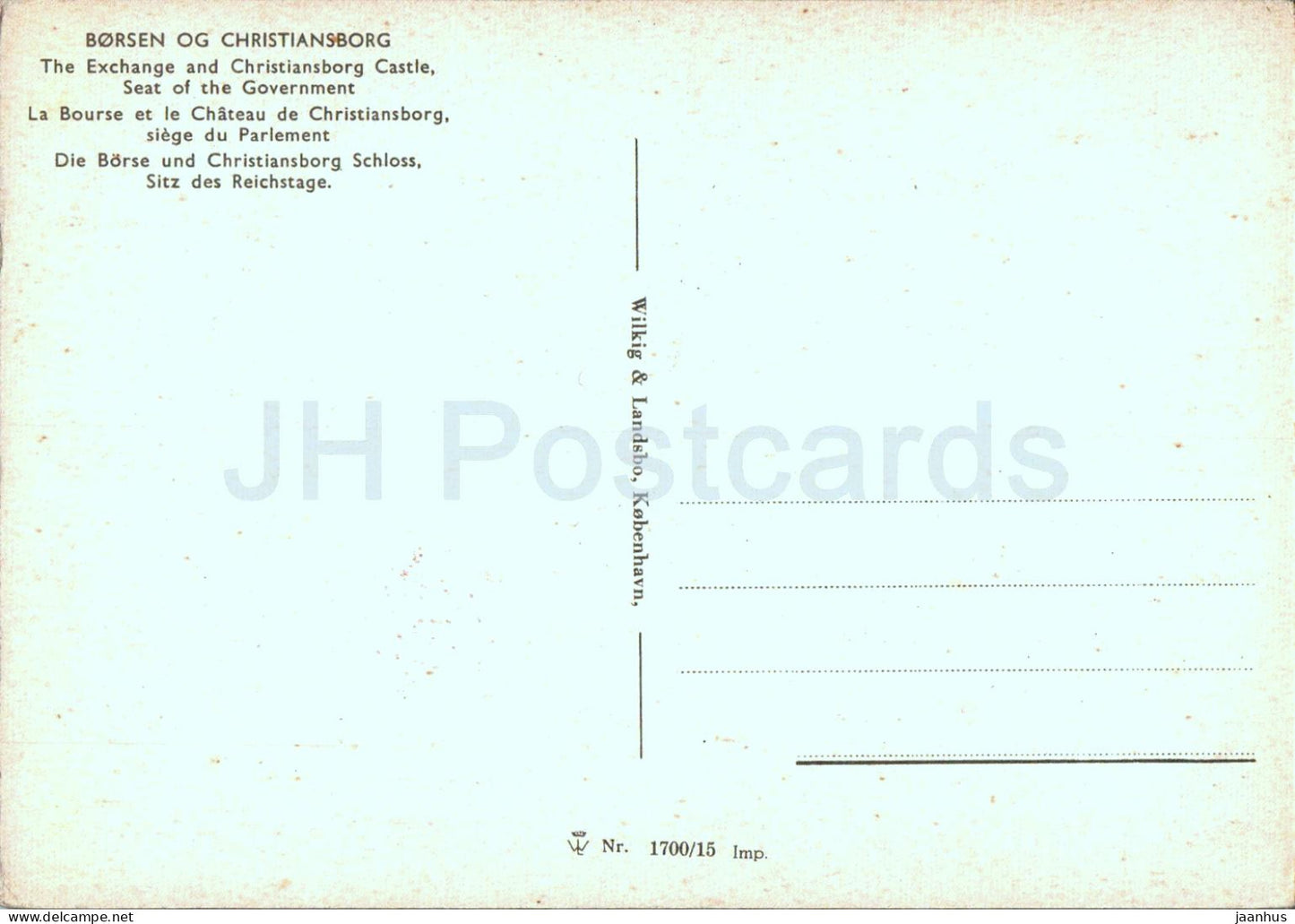 Copenhague - Kobenhavn - Borsen og Christiansborg - Bourse - château - bateau - navire - 1700/15 - Danemark - inutilisé