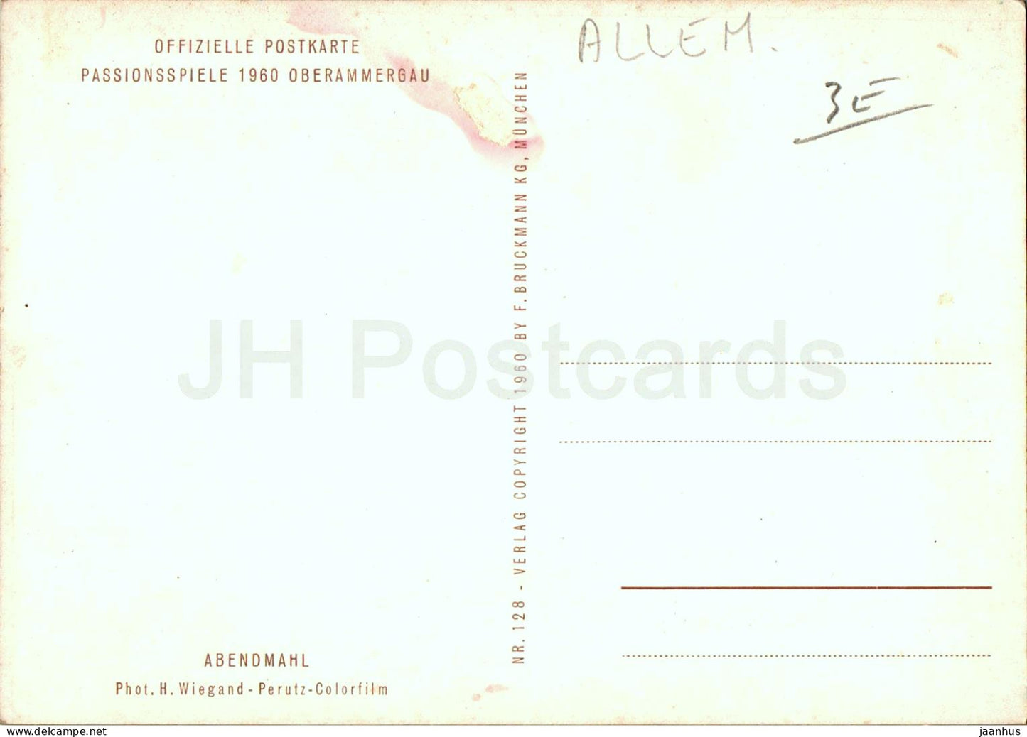 Passionspiele 1960 Oberammergau - Abendmahl - 128 - Germany - unused