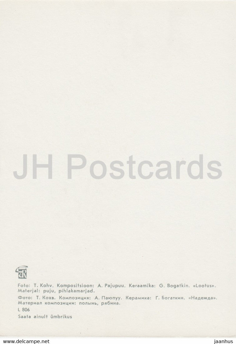 Hope - composition - Flower Art - ikebana - 1981 - Estonia USSR - unused