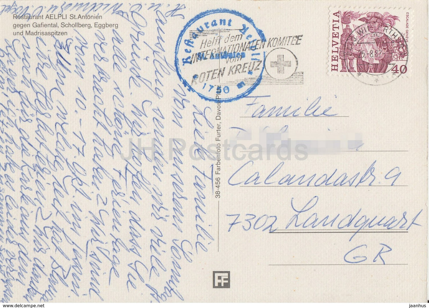 Restaurant Aelpli - St Antonien gegen Gafiental - Eggberg - Madrisaspitzen - 1982 - Switzerland - used