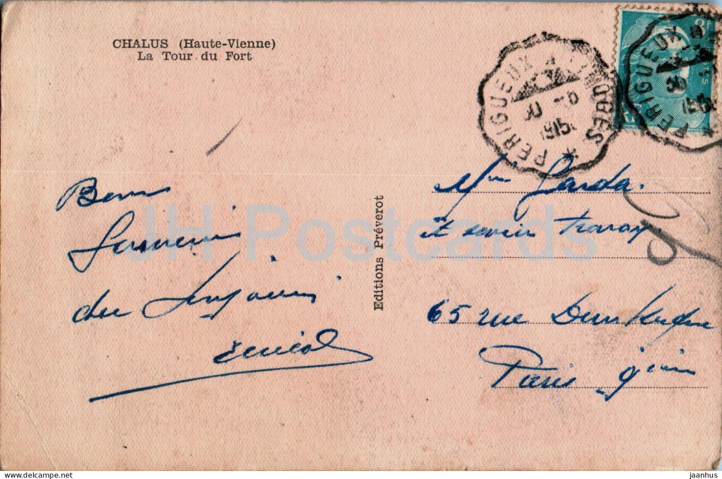 Chalus - La Tour du Fort - Der Turm des Forts - alte Postkarte - Frankreich - gebraucht