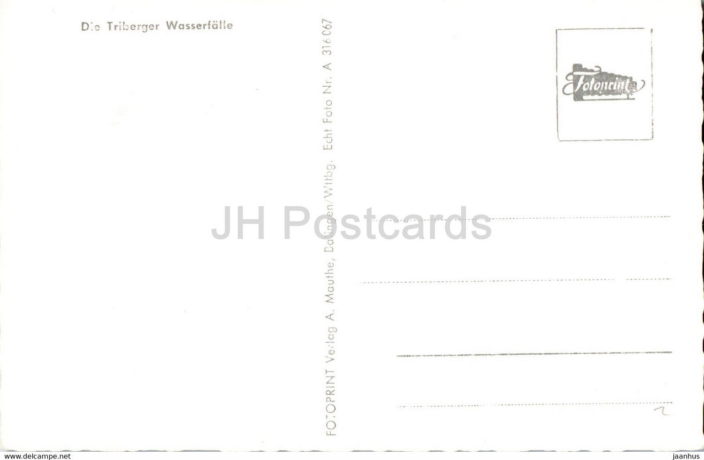 Die Triberger Wasserfalle - waterfall - old postcard - Germany - unused