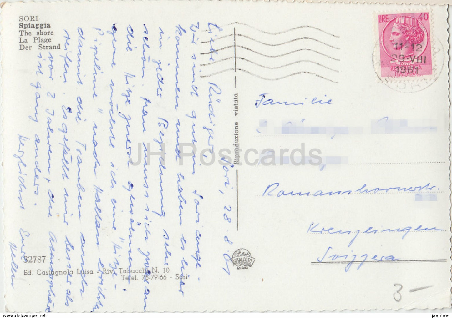 Sori - Spiaggia - Strand - 1961 - Italien - gebraucht