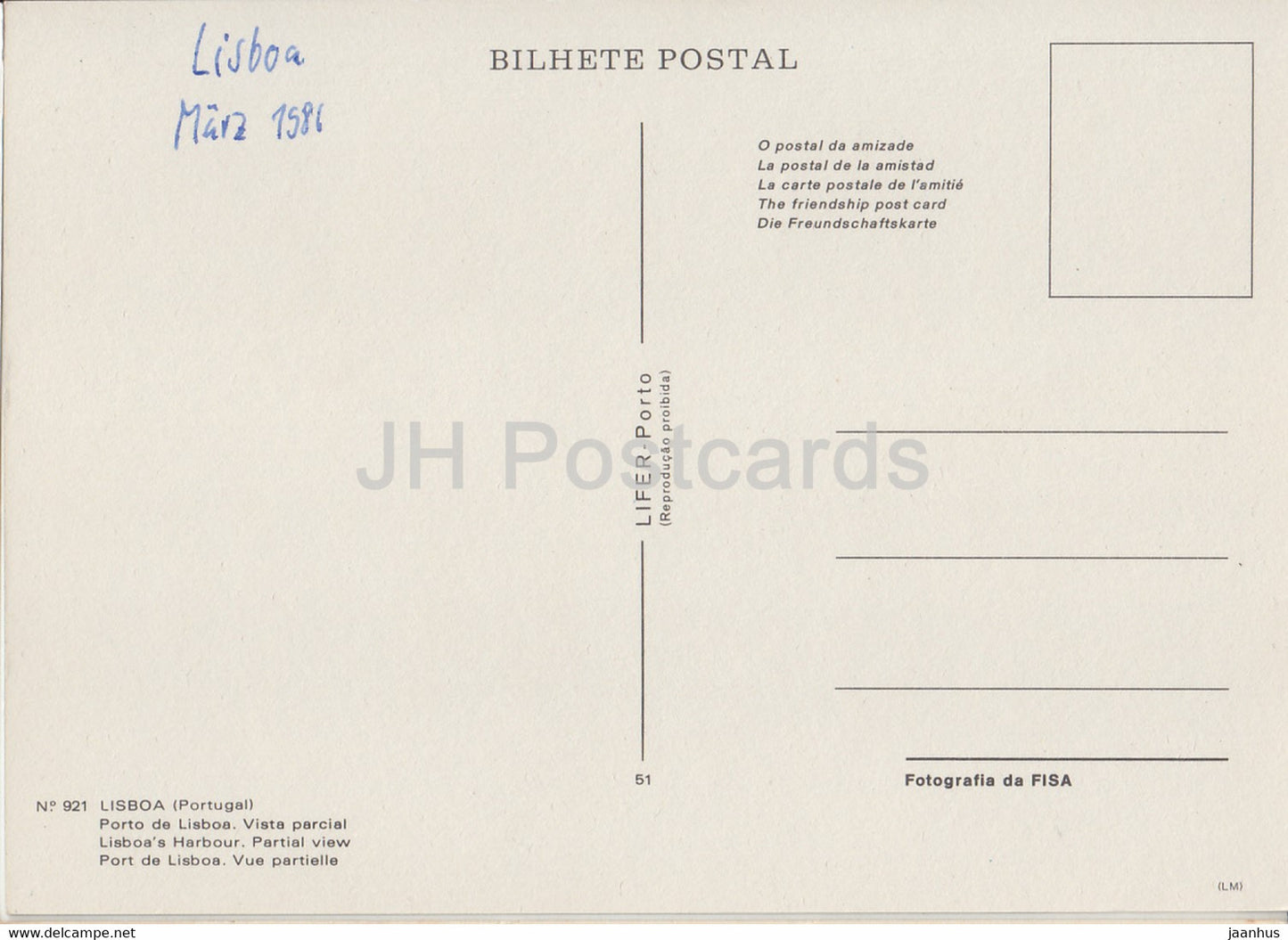 Lisbonne - Lisboa - Porto de Lisboa - Vista Parcial - Port - Vue partielle - navire - 921 - 1986 - Portugal - utilisé