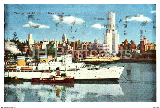 Buenos Aires - Vista parcial del puerto - port - ship - 1998 - Argentina - used - JH Postcards