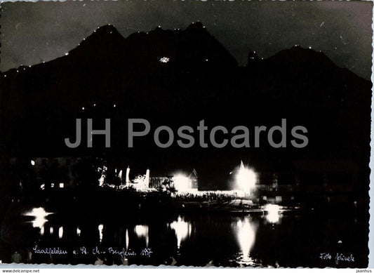 Saalfelden a. St. M. - Bergfeuer 1957 - town - mountains - night view - old postcard - Austria - unused - JH Postcards
