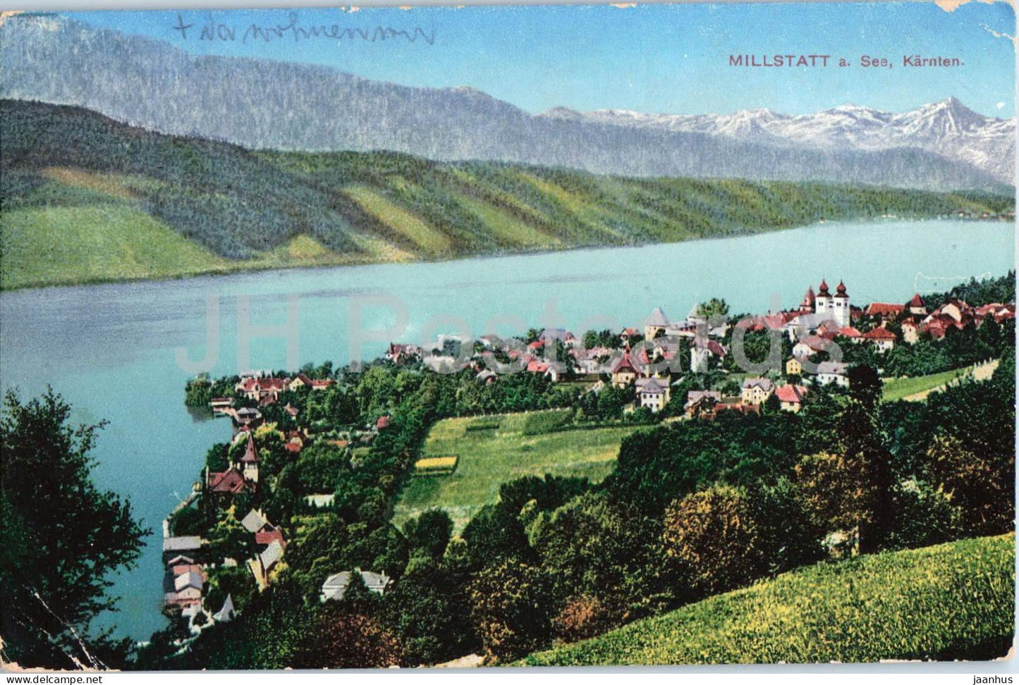Millstatt a. See, Karnten - lake - town view - mountains - old postcard - 1912 - Austria - used - JH Postcards