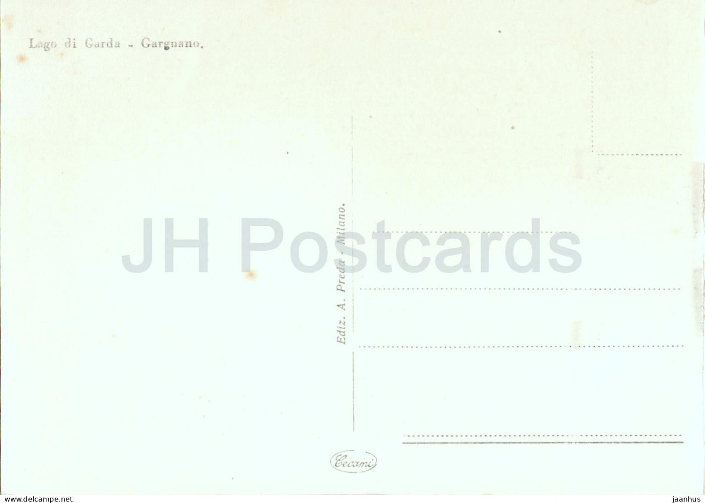 Lac de Garde - Gargnano - bateau à vapeur - vieille carte postale - Italie - non utilisée 