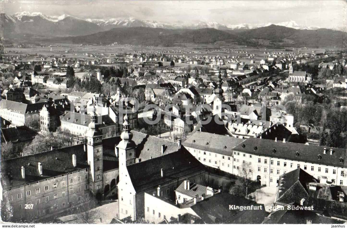 Klagenfurt gegen Sudwest - city - panorama - Carinthia - mountains - Alps - 207 - 1964 - Austria - used - JH Postcards