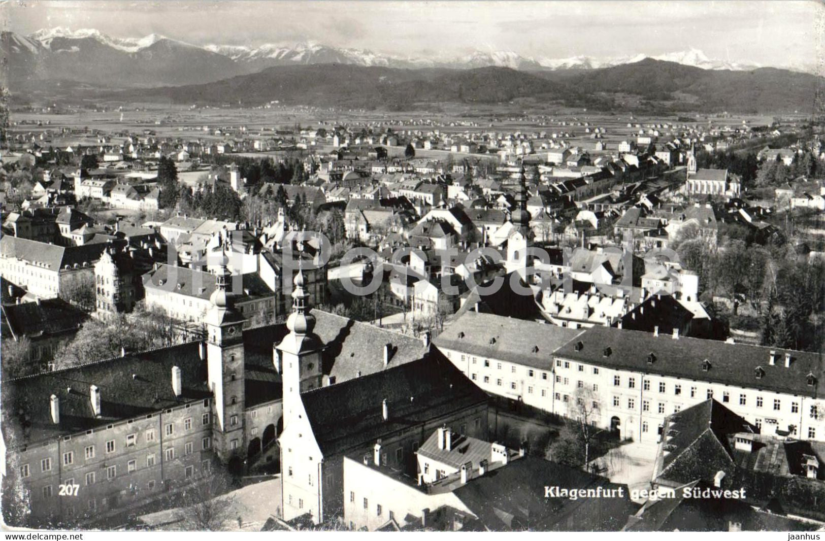 Klagenfurt gegen Sudwest - city - panorama - Carinthia - mountains - Alps - 207 - 1964 - Austria - used - JH Postcards