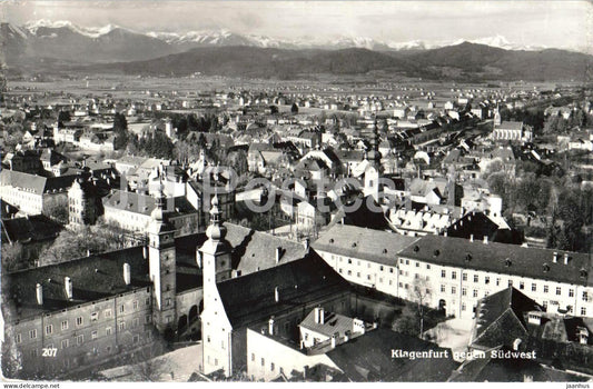 Klagenfurt gegen Sudwest - city - panorama - Carinthia - mountains - Alps - 207 - 1964 - Austria - used - JH Postcards