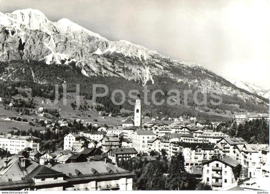 Cortina m. 1224 - Tofane 3243 - alpine town - mountains - Alps - Dolomites - 1653 - old postcard - Italy - unused - JH Postcards