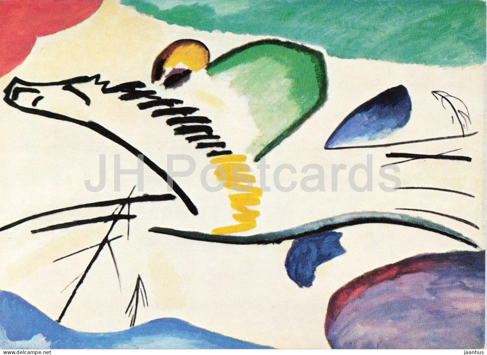 painting by Wassily Kandinsky - Lyrisches - Lyrical - Russian art - Netherlands - unused - JH Postcards