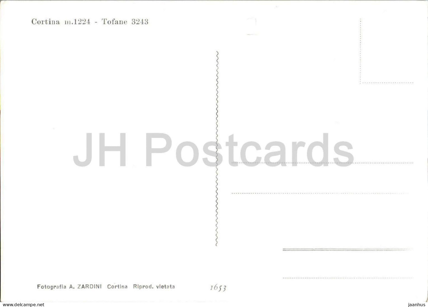 Cortina 1224 m – Tofana 3243 m – Alpenstadt – Berge – Alpen – Dolomiten – 1653 – alte Postkarte – Italien – unbenutzt