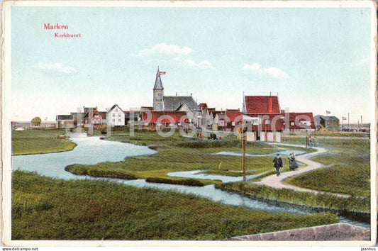 Marken - Kerkbuurt - Church Quarter - village panorama - 71394 - old postcard - Netherlands - used - JH Postcards