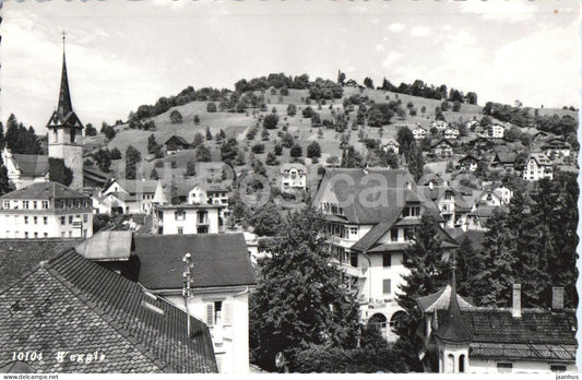 Weggis - village church hillside houses - 10104 - old postcard - Switzerland - unused - JH Postcards