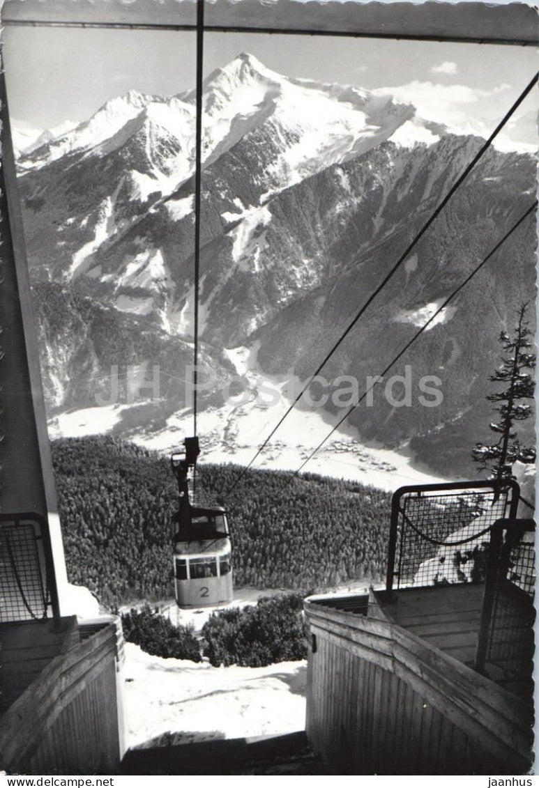Penkenbahn mit Ahornspitze - Mayrhofen - Zillertal - cable car - mountains - 3112 - old postcard - 1959 - Austria - used - JH Postcards