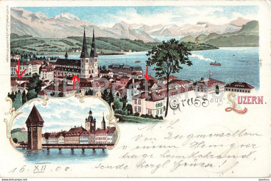 Gruss aus Luzern - Lucerne - 1081 - old postcard - 1900 - Switzerland - used - JH Postcards