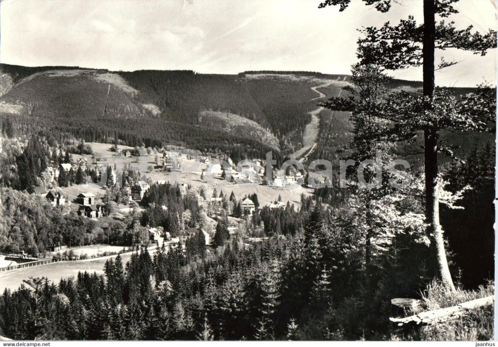 Krkonose - Spindleruv Mlyn - mountain resort panorama - old postcard - 1966 - Czech Republic - Czechoslovakia - used - JH Postcards