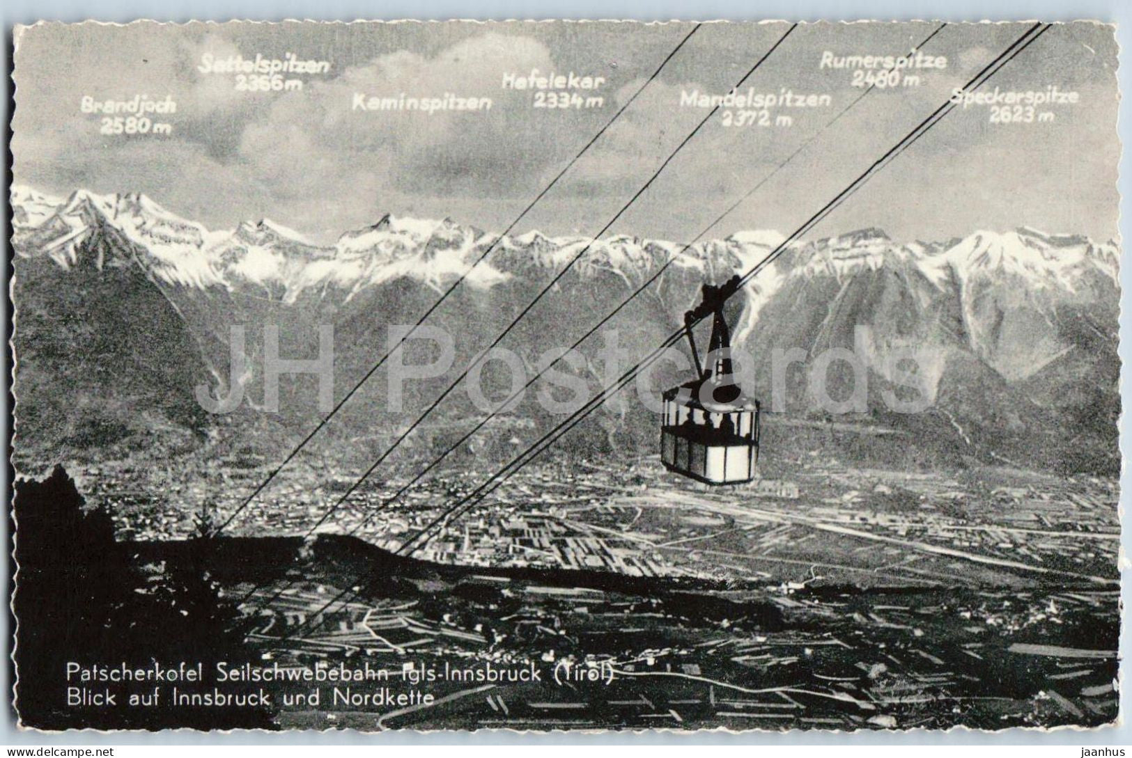Patscherkofel Seilschwebebahn Igls Innsbruck - cable car - 1385 - old postcard - 1958 - Austria - used - JH Postcards