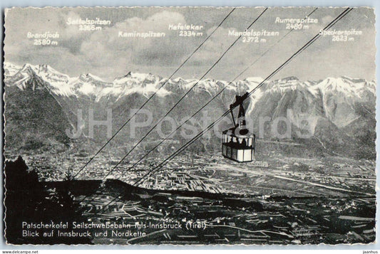 Patscherkofel Seilschwebebahn Igls Innsbruck - cable car - 1385 - old postcard - 1958 - Austria - used - JH Postcards