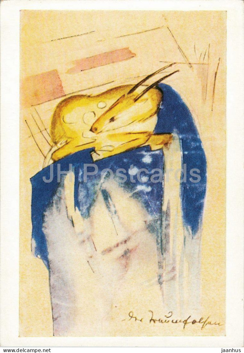 painting by Franz Marc - Traumfelsen - Dreaming Rocks - German art - Germany - unused - JH Postcards
