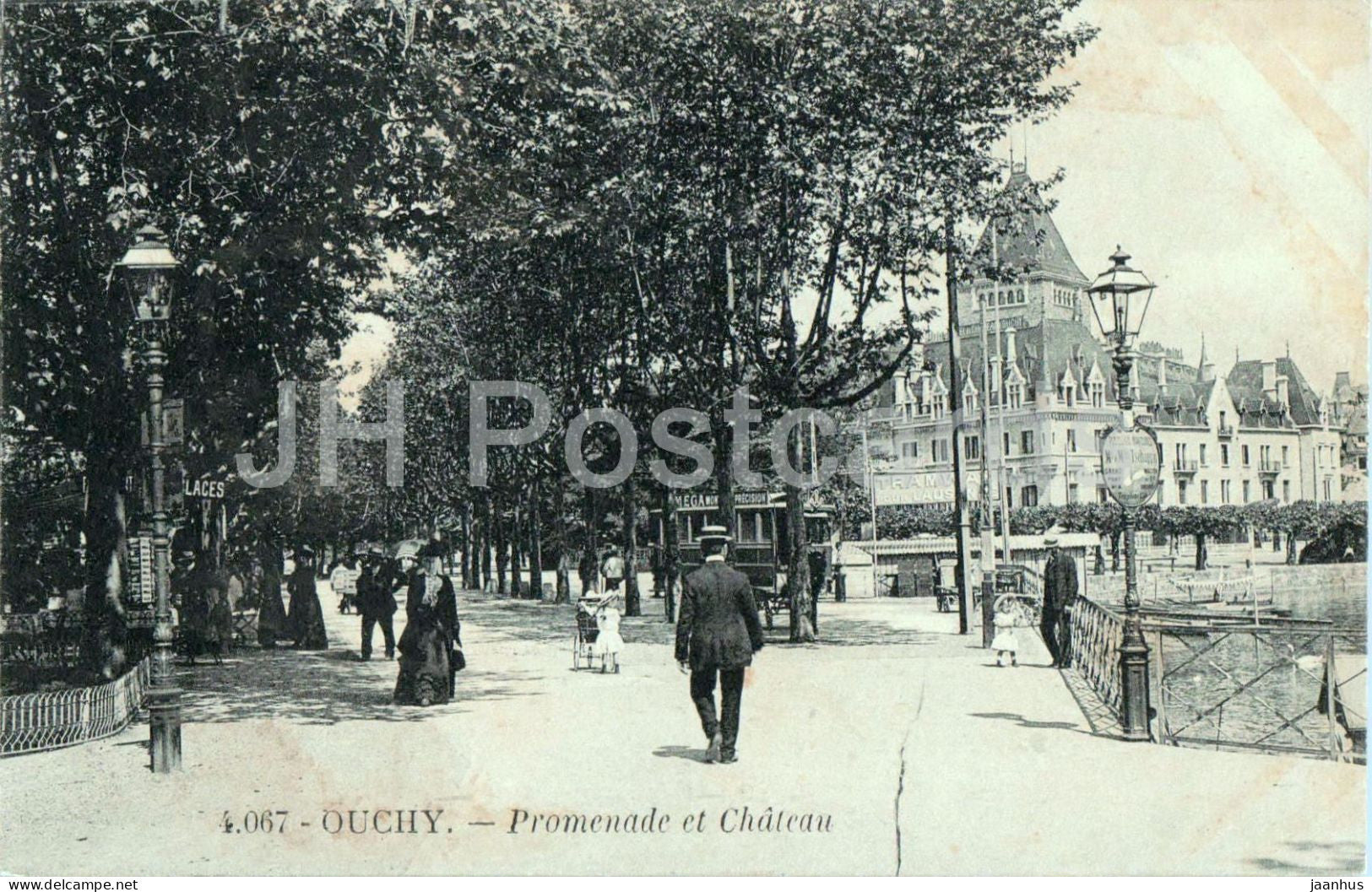 Ouchy - Promenade et Chateau - 4067 - old postcard - 1913 - Switzerland - used - JH Postcards