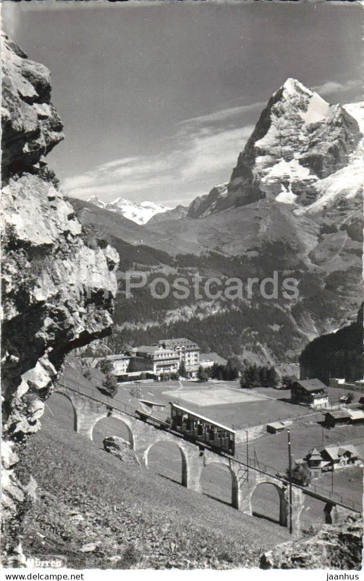 Murren Allmendhubel - Eiger - Alps - mountains - funicular - 4203 - old postcard - 1950s - Switzerland - used - JH Postcards