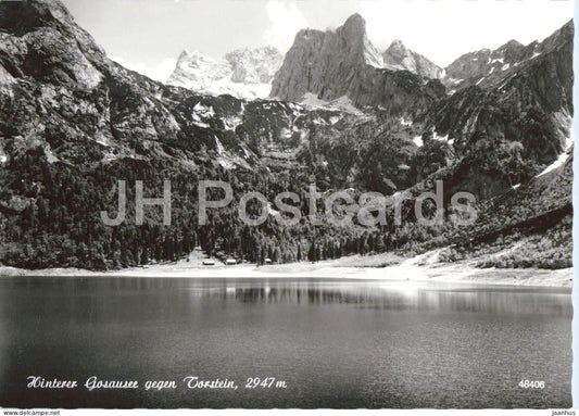 Hinterer Gosausee gegen Torstein 2947 m - mountain lake - mountains - 48406 - old postcard - Austria - unused - JH Postcards