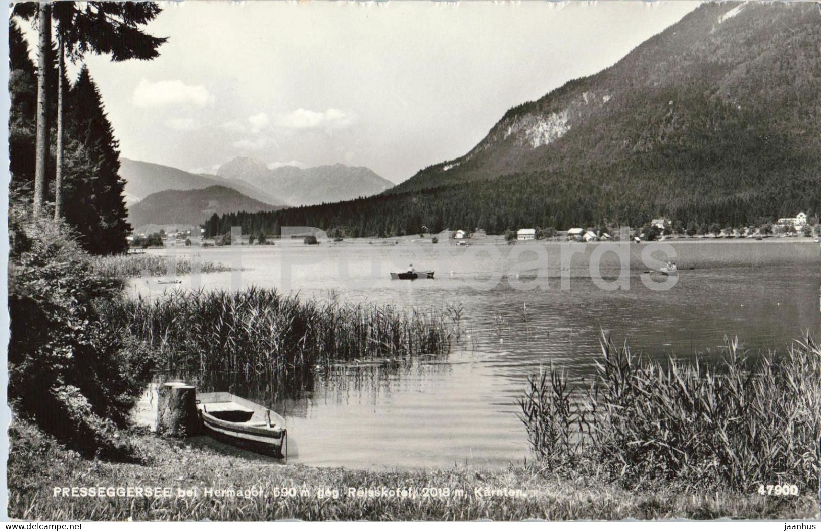 Presseggersee bei Hermagor 590 m - Reisskofel 2018 m Karnten - boat - 47900 - 1961 - Austria - used - JH Postcards