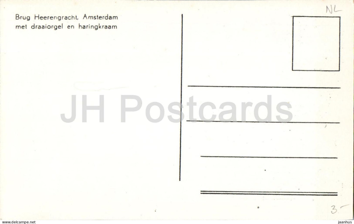 Amsterdam - Brug Heerengracht - Bridge with barrel organ and herring s - old postcard - Netherlands - unused