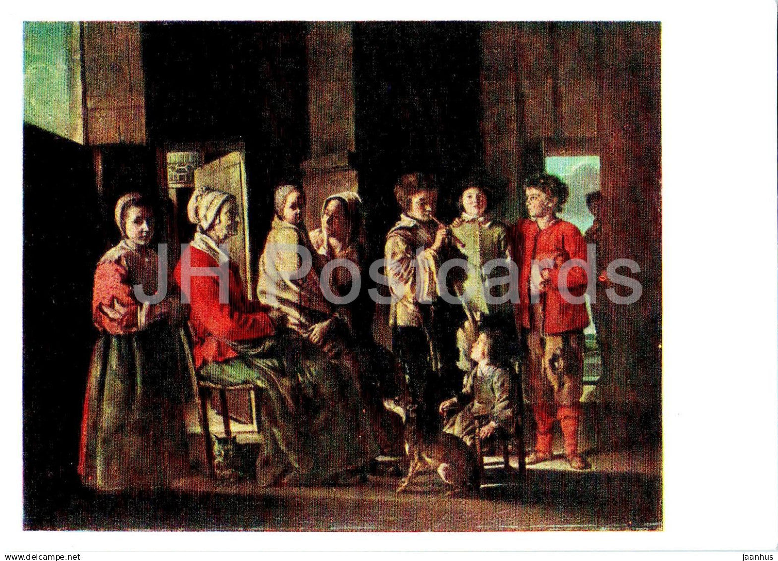 painting by Louis Le Nain - Visiting Grandmother - children - 1 - French art - 1958 - Russia USSR - unused - JH Postcards