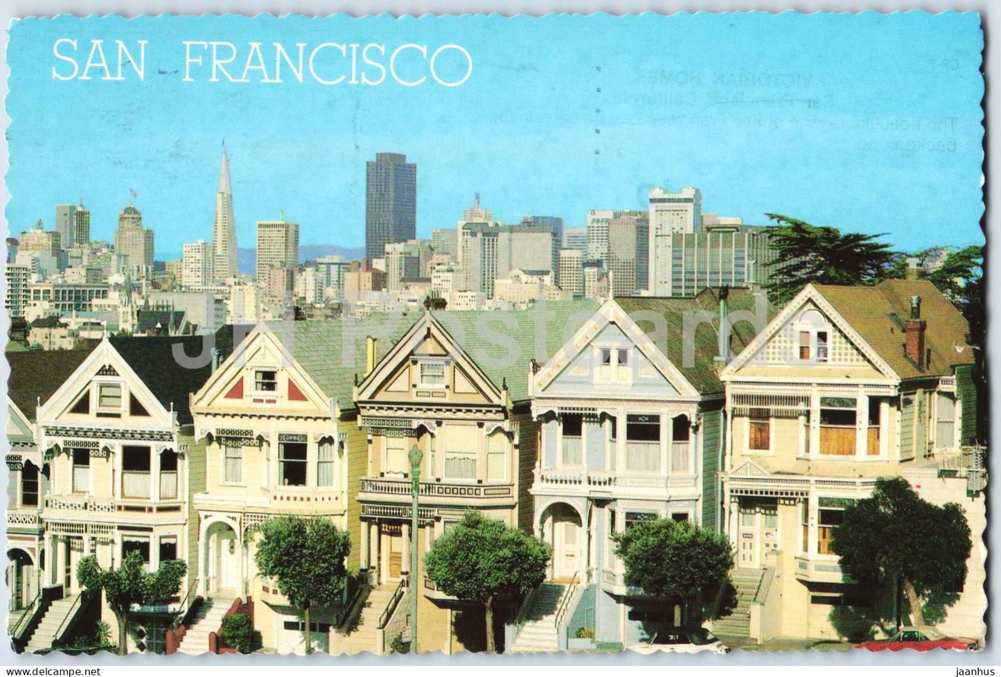 Victorian Homes - San Francisco - California - skyline view - 1987 - USA - used - JH Postcards