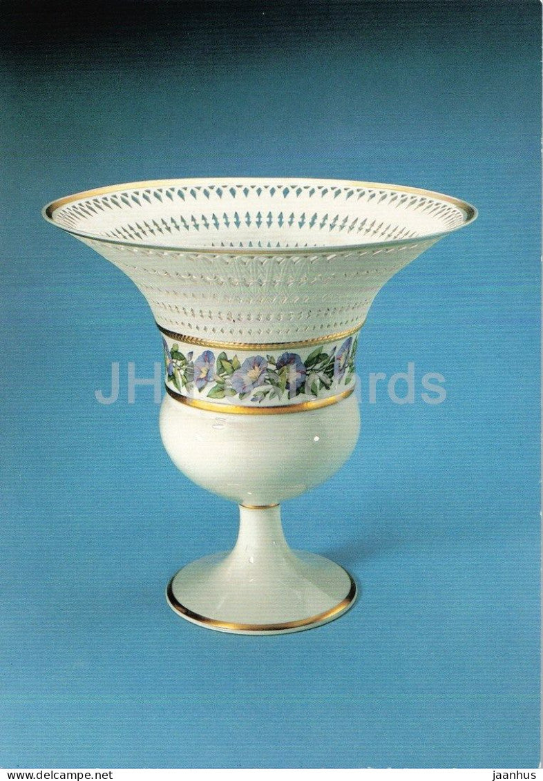 porcelain fruit basket by KPM Berlin - Schinkelkorb - flowers - German art - Germany - unused - JH Postcards