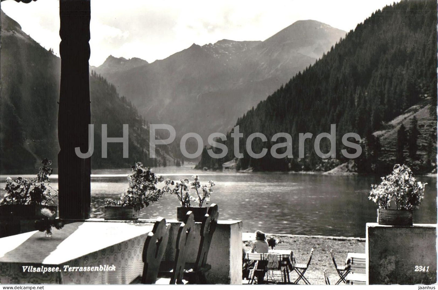 Vilsalpsee - Alpengaststatte - Terrassenblick - mountain lake - terrace cafe alpine landscape - 2341 - Austria - unused - JH Postcards