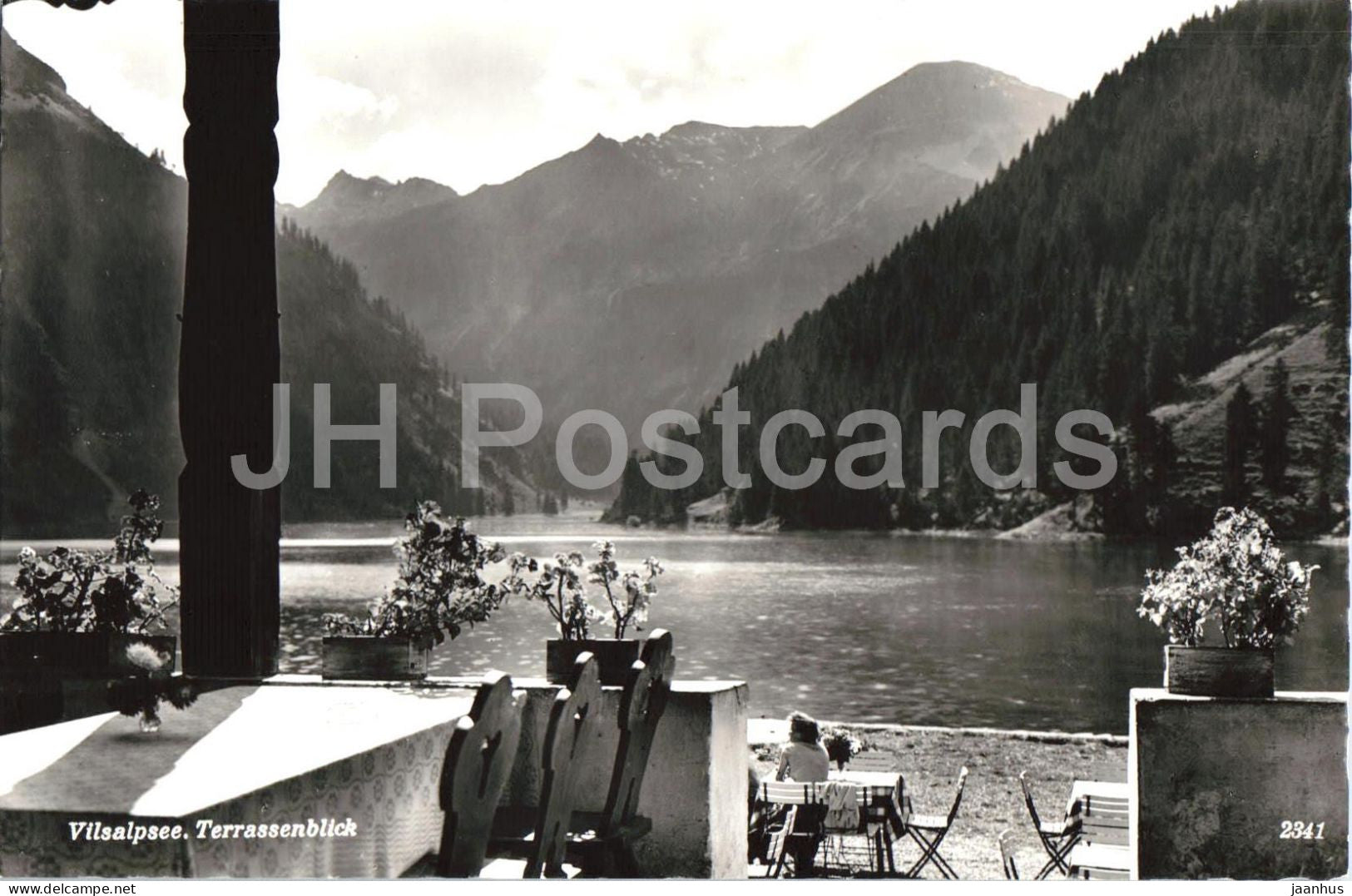 Vilsalpsee - Alpengaststatte - Terrassenblick - mountain lake - terrace cafe alpine landscape - 2341 - Austria - unused - JH Postcards