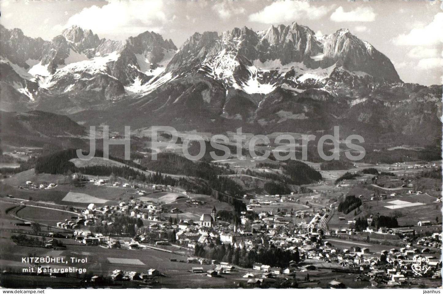 Kitzbuhel - Tirol mit Kaisergebirge - town panorama - alpine town - mountains - 9005 - Austria - unused - JH Postcards