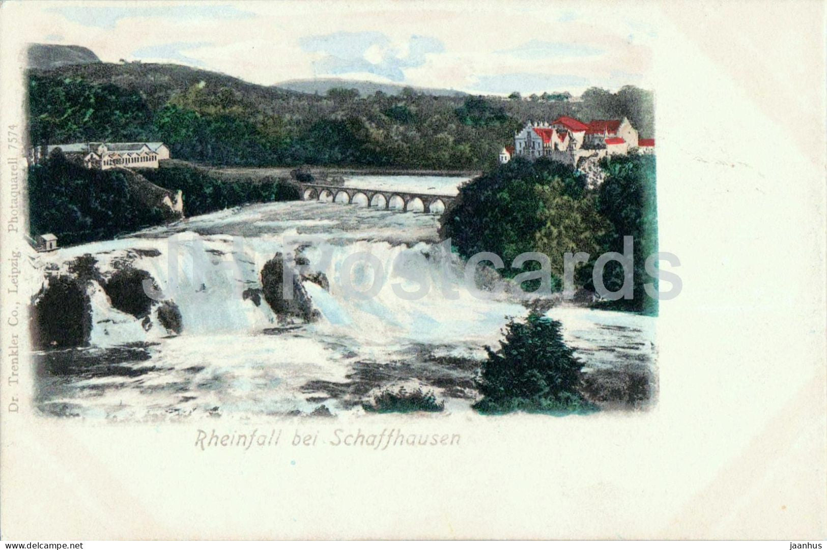 Rheinfall bei Schaffhausen - waterfall - Photoaquarell 7574 - old postcard - 1900s - Switzerland - unused - JH Postcards
