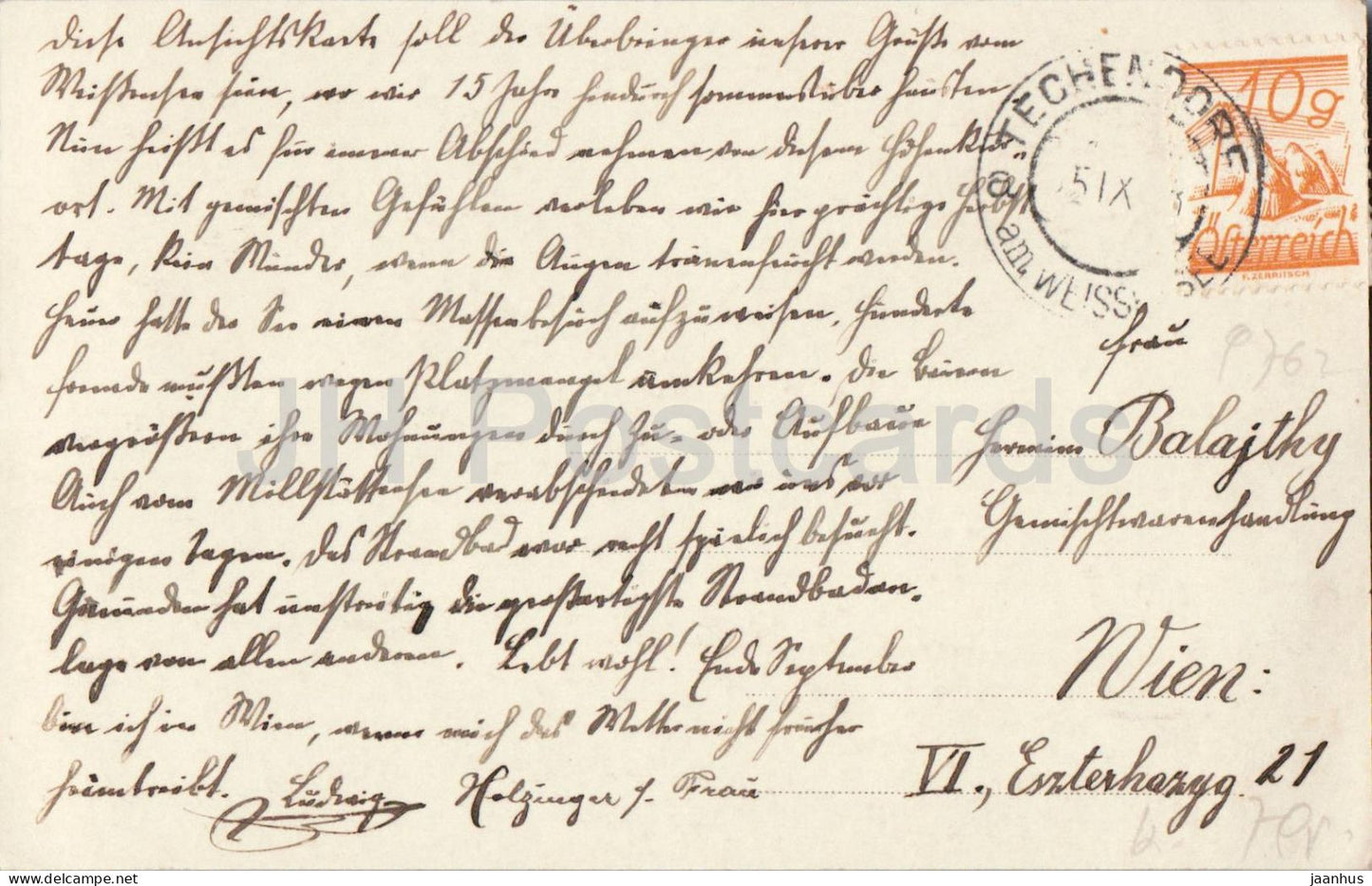 Panorama vom Weissensee - Karnten - lake - village - 2 - old postcard - 1920s - Austria - used