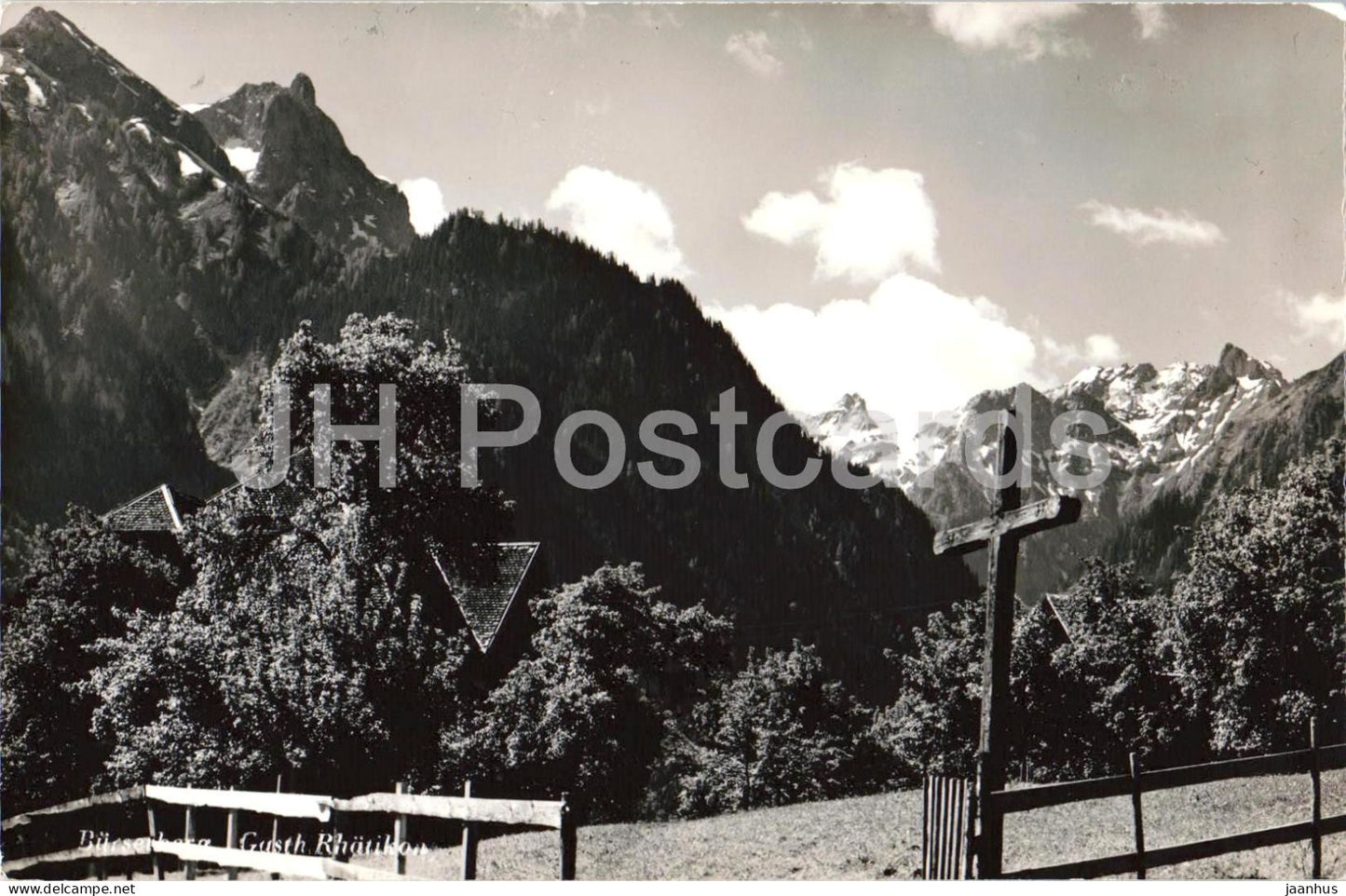Burserberg - Gasthof Rhatikon - mountains - Alps - 81447 - old postcard - Austria - unused - JH Postcards