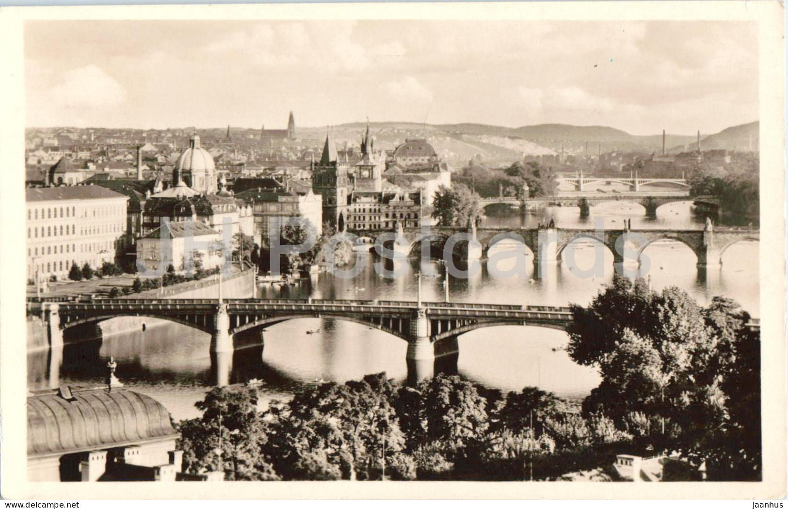 Praha - Prague - pohled na Vltavu - Vltava River - bridge - old postcard - 1955 - Czech Republic - Czechoslovakia - used - JH Postcards