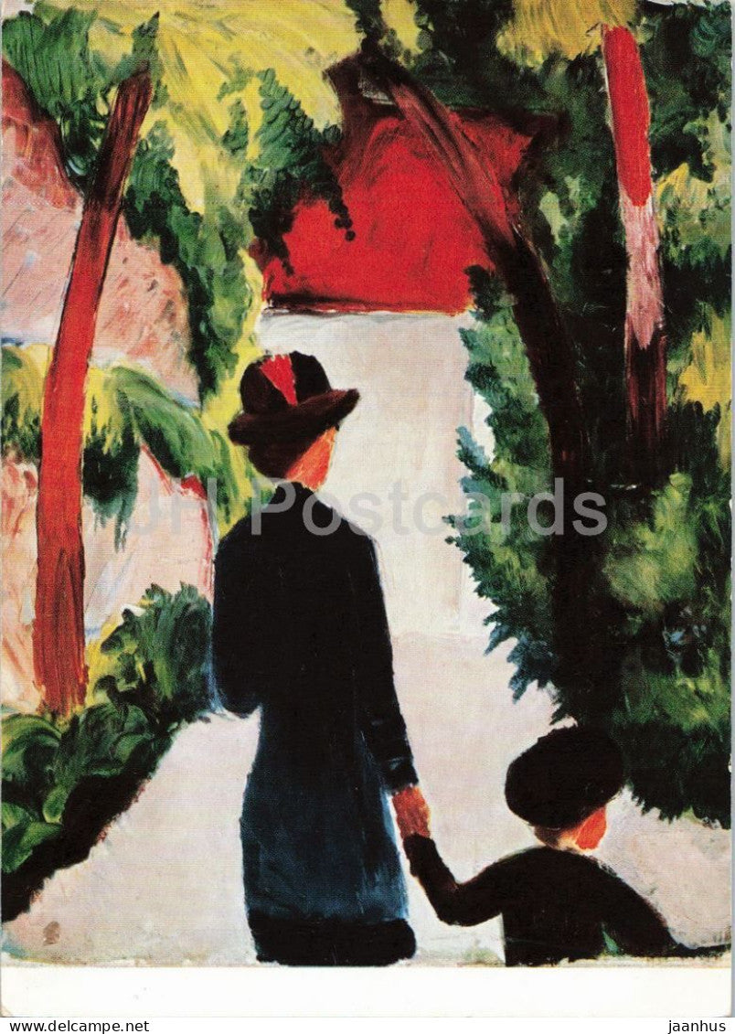 painting by August Macke - Mutter und Kind im Park - Mother and Child in the Park - German art - Germany - unused - JH Postcards