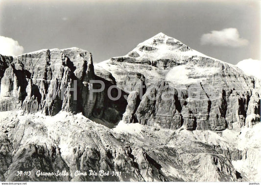 Gruppo Sella - Cima Piz Boe 3151 - Dolomites - mountains - Alps - 39-113 - old postcard - Italy - unused - JH Postcards