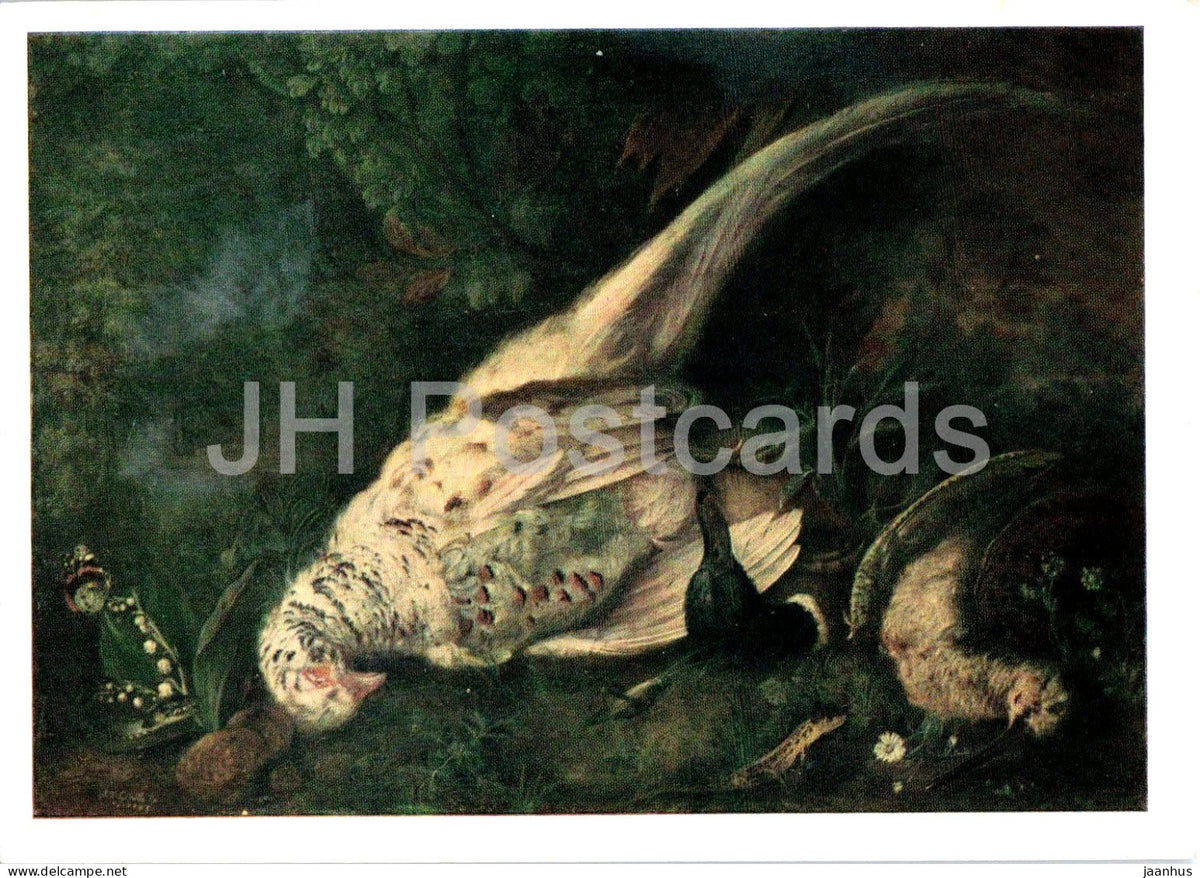 painting by Johann Friedrich Grooth - Dead Game - birds - bird - still life - Russian art - 1963 - Russia USSR - unused - JH Postcards