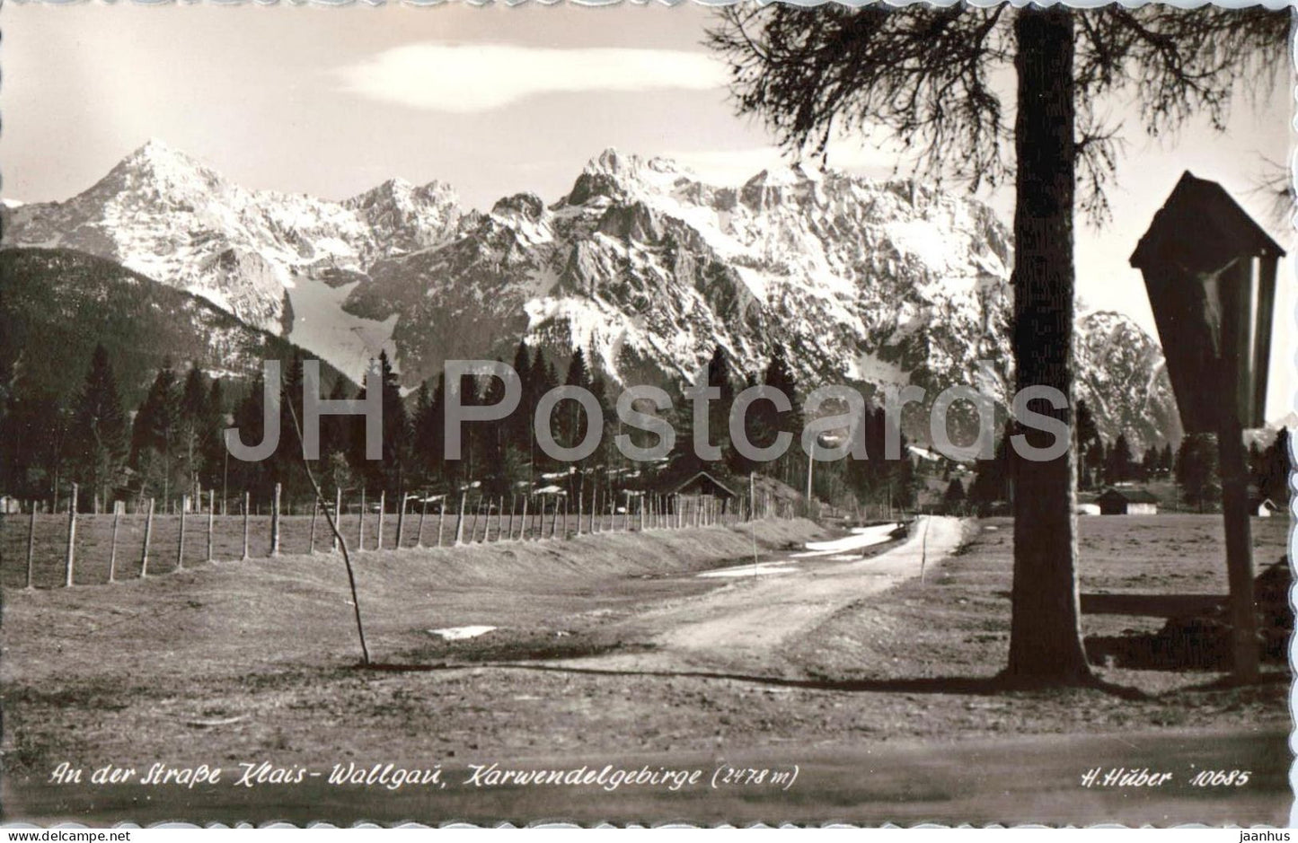 An der Strasse Klais Wallgau Karwendelgebirge - Alps mountains - 10685 - old postcard - Germany - unused - JH Postcards