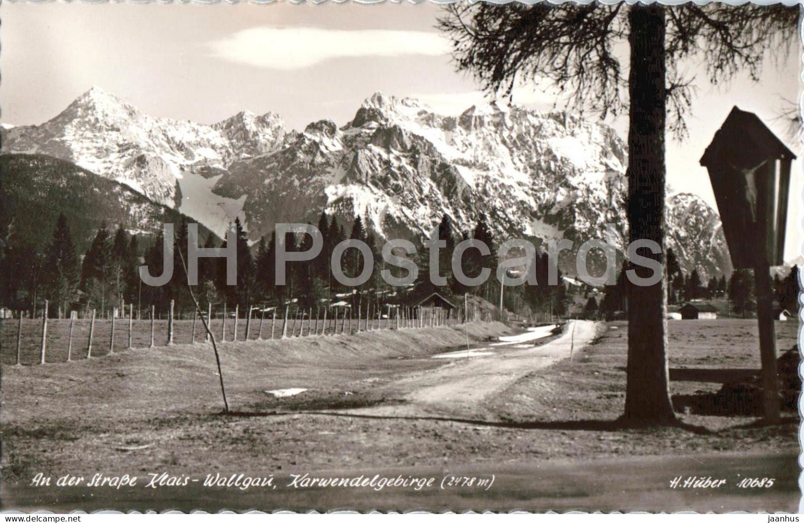 An der Strasse Klais Wallgau Karwendelgebirge - Alps mountains - 10685 - old postcard - Germany - unused - JH Postcards