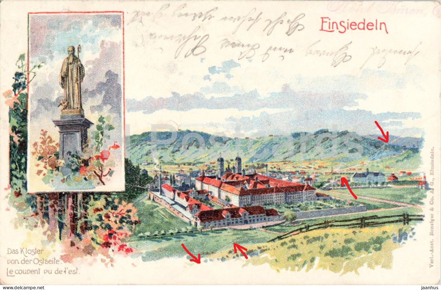 Einsiedeln - Das Kloster von der Ostseite - Le couvent du de l’est - old postcard - 1906 - Switzerland - used - JH Postcards
