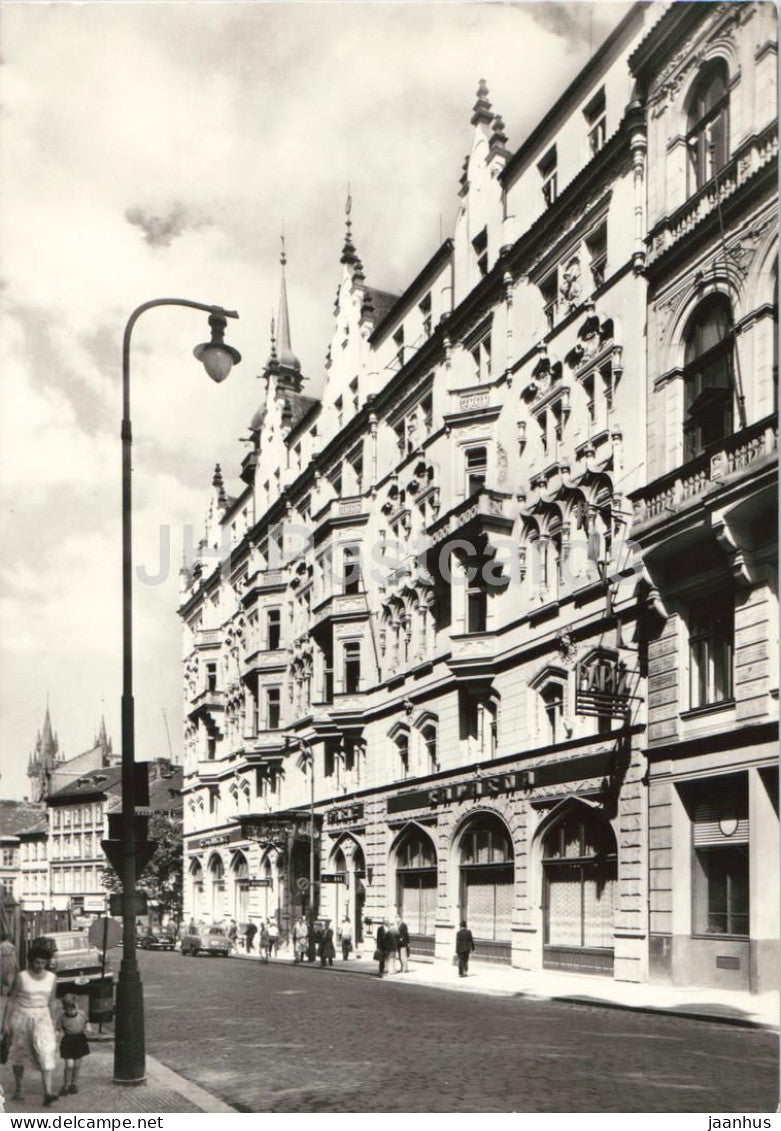 Praha - Prague - hotel Pariz - hotel Paris - facade - street - old postcard - Czech Republic - Czechoslovakia - unused - JH Postcards